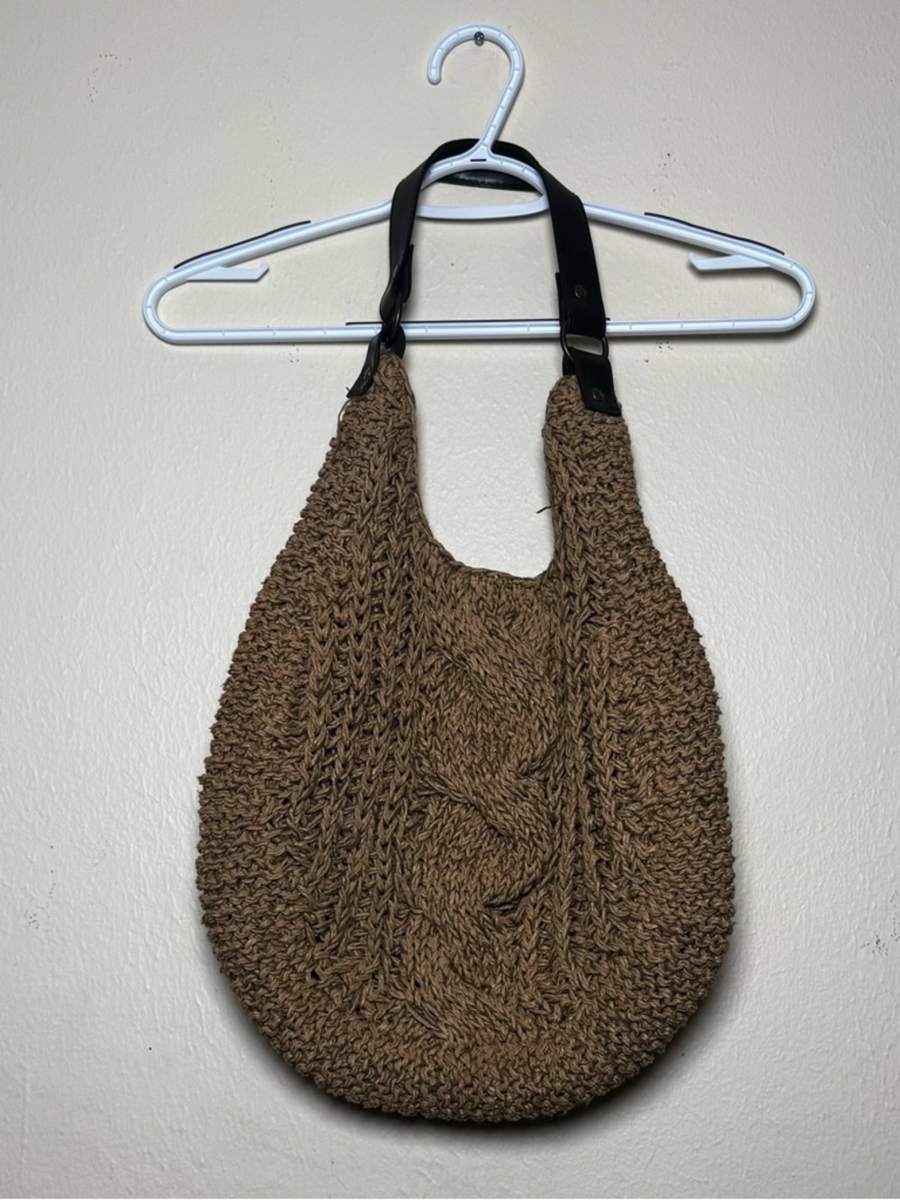 Old Navy Woven Boho Shoulder Bag | Knit Hobo Tote | Neutral